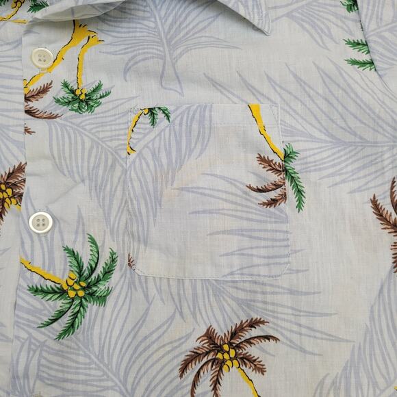 Vintage 70s Hawaiian Aloha Button Shirt Large 23x27 AOP USA - Picture 10 of 12